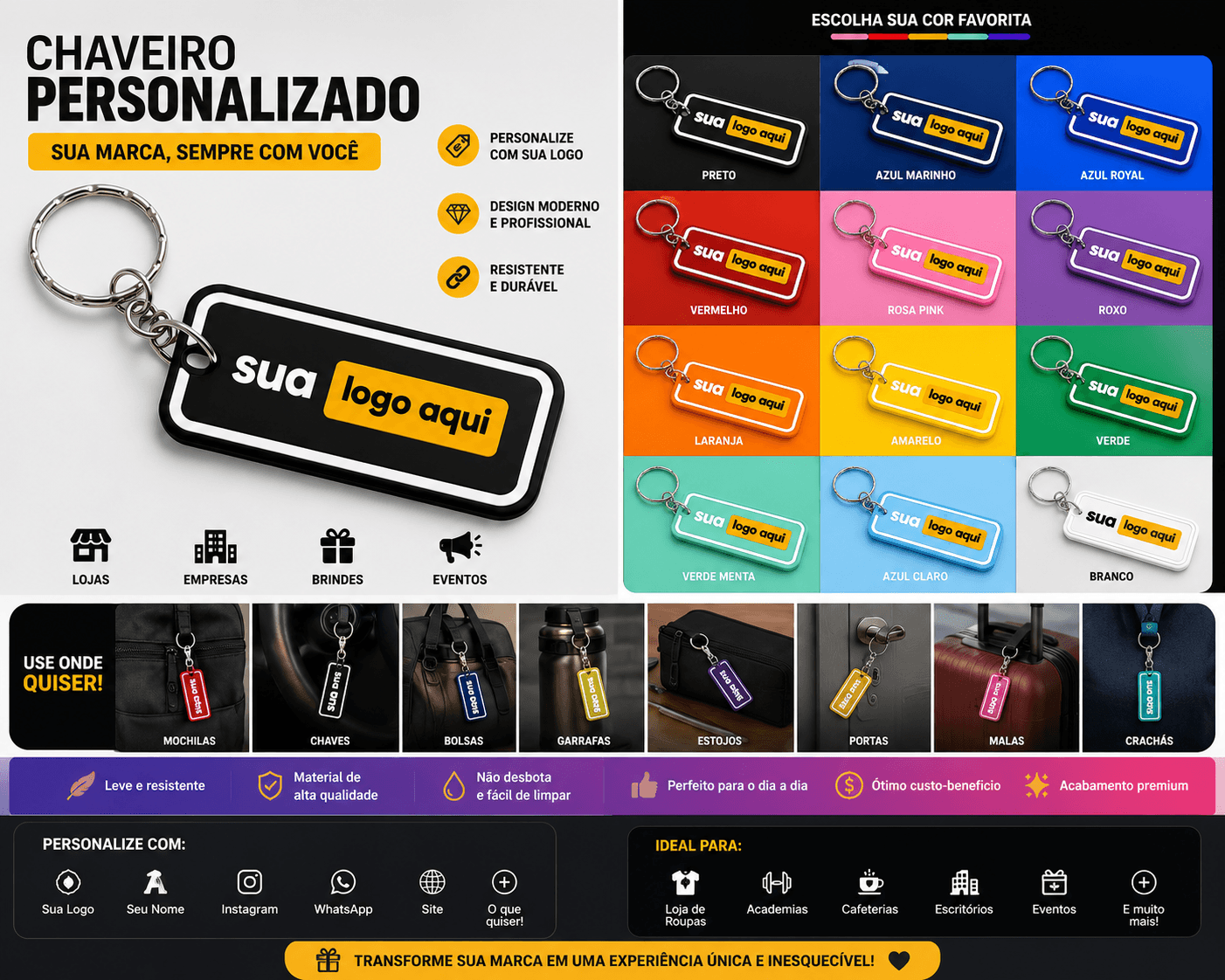 Chaveiro Personalizado Retangular 🔑 - 2