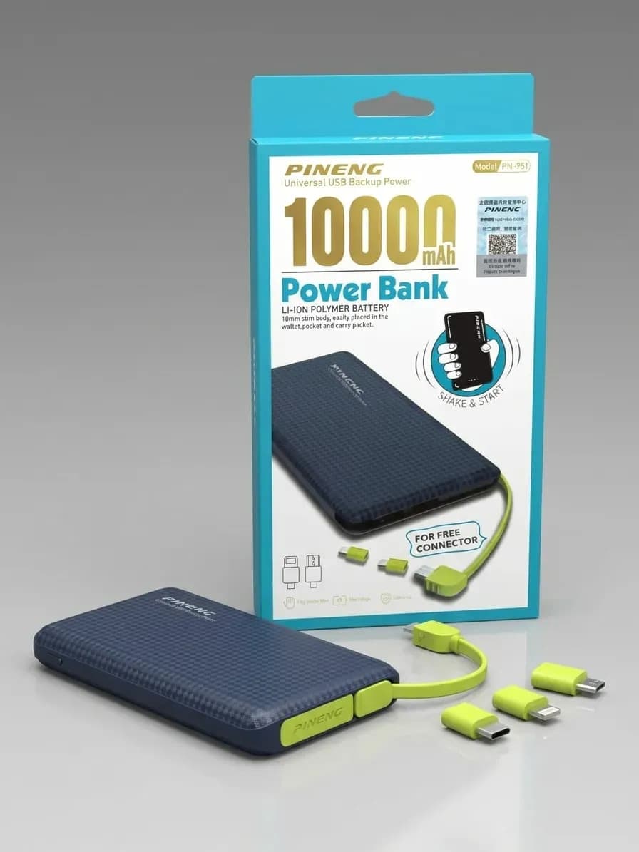 Carregador Portátil Powerbank universal 10000mah turbo Pineng Cor Preto