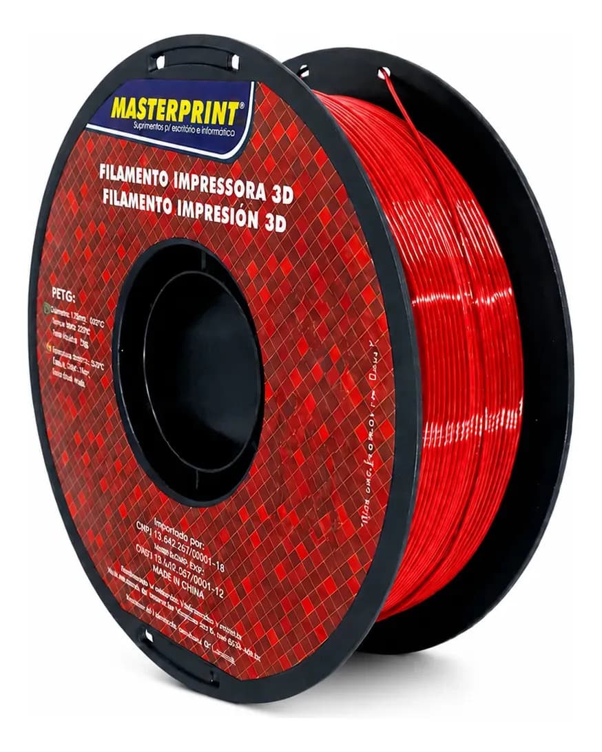 Filamento Para Impressão 3d Petg 1,75 Mm 1 Kg Masterprint Cor Vermelho